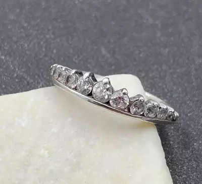 Vintage 925 Sterling Silver Cubic Zirconia Tiara Crown Band Ring Size 6 VIDEO • $24.49