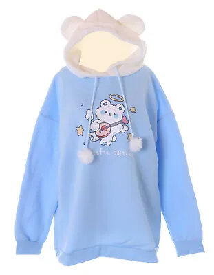 £37.90 • Buy TS-320 Blue Teddy Bear Fleece Hood Ears Oversized Hoodie Sweatshirt Pullover