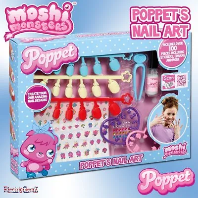 £8.25 • Buy Moshi Monsters Poppet Nail Art Kit Inc Charms Sticker & Gem Sheets Clear Varnish