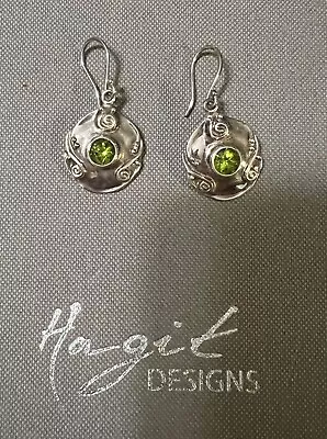 Hagit Gorali  Silver Peridot Earrings   • $85