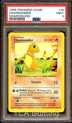 $39.99 • Buy PSA 9 MINT Charmander 46/102 SHADOWLESS Base Set Pokemon Card