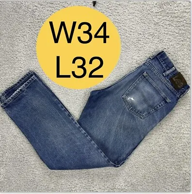 £16.08 • Buy Vintage Lee Regular Fit Straight Leg Blue Denim Jeans Mens W34 L32 Cuff Damage
