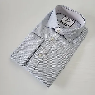 Charles Tyrwhitt Blue 17  Classic Fit Shirt Non Iron French Cuff 36  Sleeve • £24.95