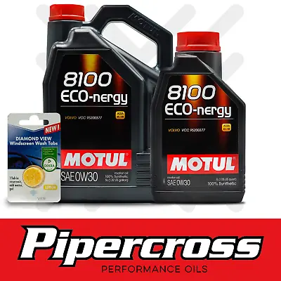 £59.99 • Buy Motul 8100 Eco-Nergy 0W30 Fully Synthetic Engine Oil 6 Litres 6L +SCREENWASH TAB