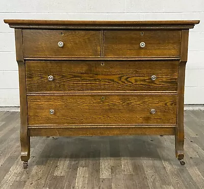 Antique Stickley Style Mission Arts & Crafts Tiger Oak Dresser Credenza Buffet • $899