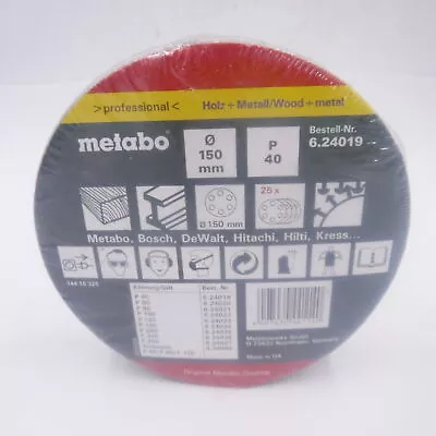 25pk Metabo 624019000 6  P40 Hook And Loop Sanding Sheets Discs Sandpaper • $34.99