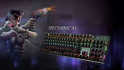 Mechanical Gaming Keyboard RGB Backlit Keys Computer Keyboard RGB Colours • $42.80