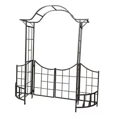  Decorative Steel Garden Arch Arbor Trellis With Gate Fence And Planter  • £266.77