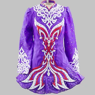 Irish Dance Eire Designs By Gavin Doherty Purple Red White Solo Dress 31  Length • $599.95