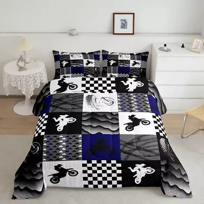 Dirt Bike Comforter Set Motocross Rider Bedding Comforter Sets Twin Motorcycle • $82.44