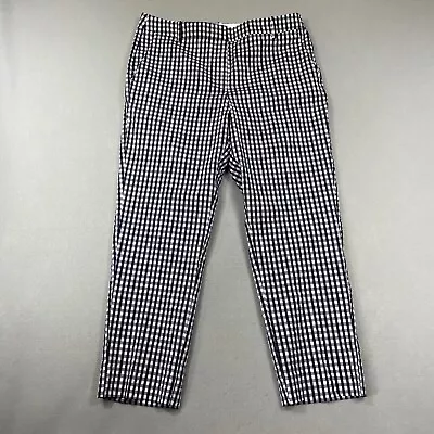 J Crew Gingham Skimmer Pant Womens 10 Navy Blue Career Office Lightweight Crop • $24.99