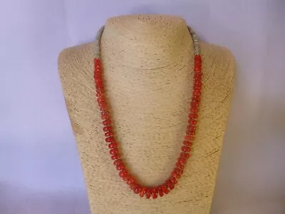 Genuine Red Coral And Gray Heishi Bead 925 Native American Southwestern Necklace • $58