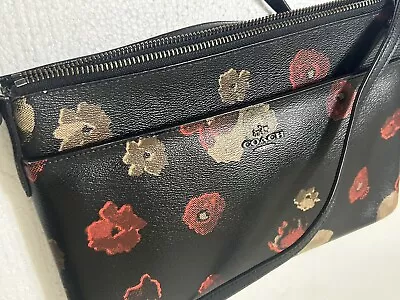 COACH FLORAL SATCHEL CROSS BODY BAG - Red & Black Floral Cross Body Bag • $25