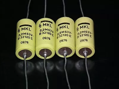 Four 4 NOS Vintage Siemens MKL Capacitors 2.2mfd 63V Klangfilm West Germany 70s • $19.95