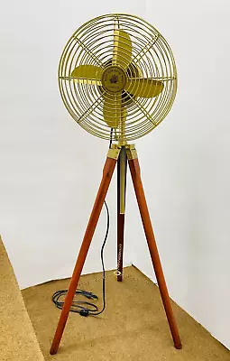 Vintage Fan Antique Fan With Stand Nautical Floor Tripod Fan Home Decorative Flo • $218.40