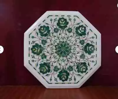 18  White Dining Coffee Marble Table Top Flower Inlay Malachite Room Decor O3 • $521