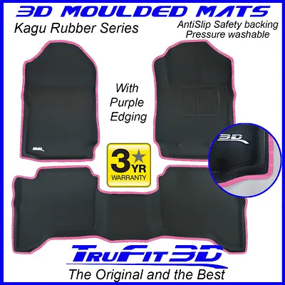$249 • Buy Fit Ford Ranger Dual Cab 2011-2021 Genuine 3D Rubber Floor Mats With PINK Edge 