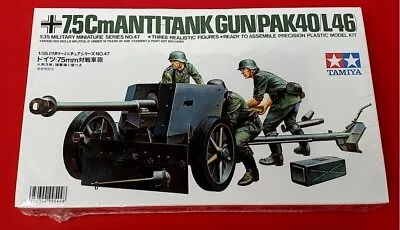 TAMIYA German Antitank Gun Pak40 L46 1:35 Military Miniature Series 47 Model Kit • $22.95