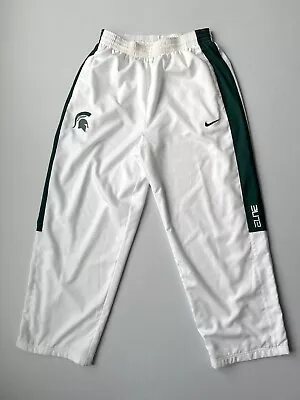 Nike Elite MSU Michigan State Spartans Mens Sz L Basketball Pants Green White • $39.95