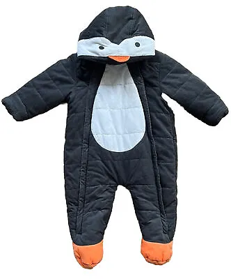 M And S Penguin Snow Suit All In One Baby 3-6months Unisex VGC • £3.21