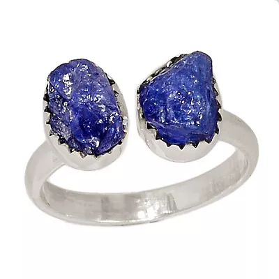 Natural Tanzanite Crystal - Tanzania 925 Silver Ring RYS6 S.9.5 CR39199 • £12.16