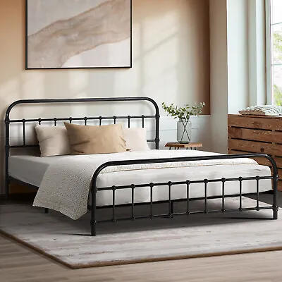 $139.90 • Buy Oikiture Metal Bed Frame Double Size Bed Base Platform