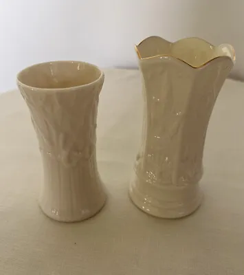 £8 • Buy Belleek Ireland Vintage Fine Porcelain Small Vases, Spill Vase, Embossed Design