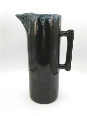 Signed Van Briggle Ceramic Art Pottery Lg 11  Pitcher Black Blue Drip Glaze MCM • $21