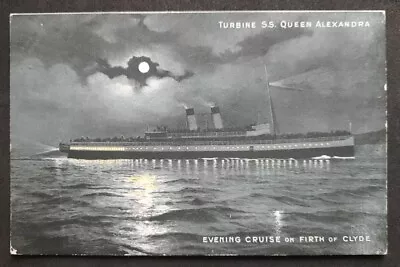 Macbrayne SS Queen Alexandra Evening Cruise On Firth Of Clyde Old Postcard • £0.99