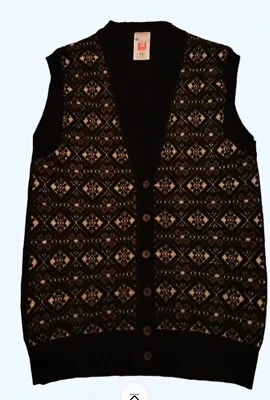 Vintage Vest 12 St Michael Sleeveless Cardigan Shetland Wool Fairisle Waistcoat • £19.95