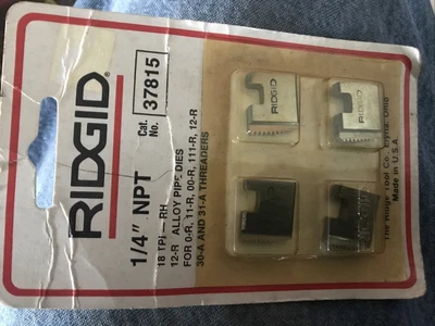 $19.50 • Buy Genuine Ridgid 1/4  Pipe Threading Dies For 12-R 11-R 111-R 12R