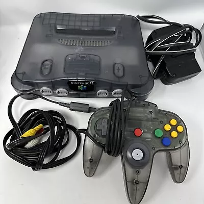 N64 Funtastic Smoke Grey Original Console Controller Cables Console Working READ • $156