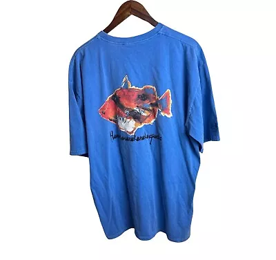 VTG Crazy Shirt Hawaii Blue Hawaii Dyed HUMUHUMUNUKUNUKUAPUAA Fish T Shirt 2XL • $29.99