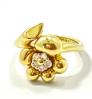 $1600 • Buy Signed Jose Hess 18k Yellow Gold Diamond Flower Ring