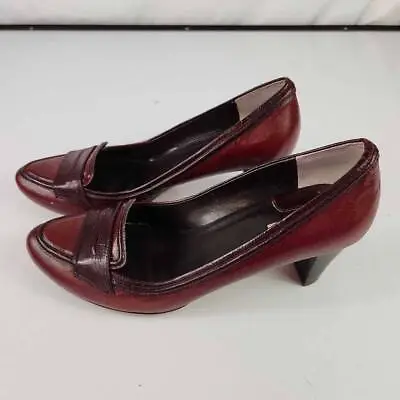 Max Studio Womens Pump Penny Loafer Heel Red Patent Leather Preppy Mid 8.5 M • $18.99