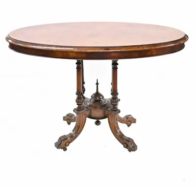 Oval Victorian Side Table Walnut Inlay Cabriole Leg • £695