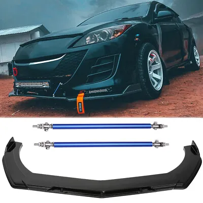 Front Bumper Chin Lip Spoiler Splitter +Strut Rods For Mazda 3 Sedan / Hatchback • $109.11