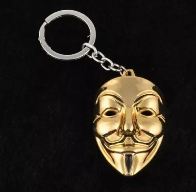 V For Vendetta Gold Mask Figure Keyring Freedom Guy Fawkes Keychain • £4.99