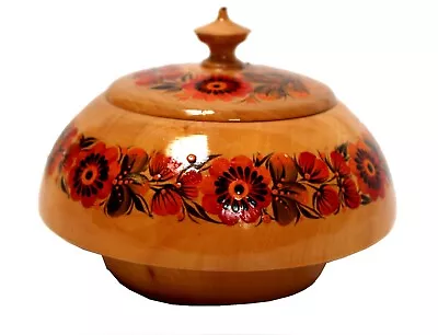 Vintage Ukrainian Hardwood Hand Painted & Ukrainian Artist Signed Unique Box #47 • $39.95