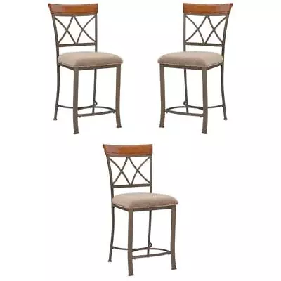 Home Square 24  Metal Counter Stool In Pewter Finish - Set Of 3 • $304.48