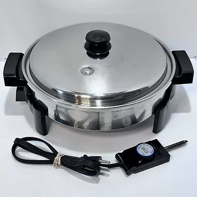 Saladmaster Stainless Steel Oil Core 12  Electric Skillet Vapo Lid 7254 USA EUC • $109.81