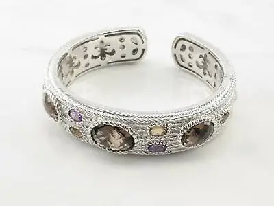 Judith Ripka Sterling Silver Citrine Amethyst Quartz Cuff Bracelet • $229.69