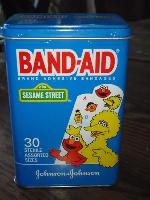 Vintage 1992 Sesame Street Band-aid Metal Tin J &j Made In Usa Ad. First Aid Med • $14.95