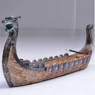 Retro Statue Vikings Ship Home Decoration Vintage Dragon Boat Figurine Sculpture • £15.89