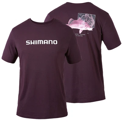 $29.95 • Buy Shimano Mens Native Fishing Barramundi Maroon Cotton T-Shirt Tee