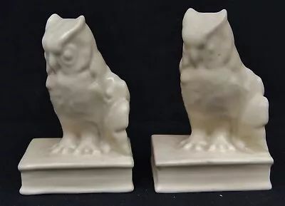 VINTAGE ROOKWOOD Ivory Owl Bookends #2655 Dated XLV 1945 6  • $179.96