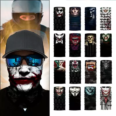 UV Protection Skull Joker Clown Face Mask Neck Gaiter Scarf Breathable Balaclava • $1.99