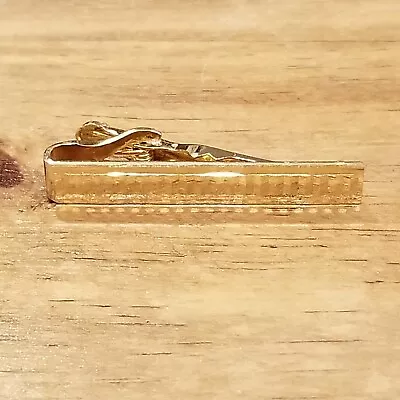 Vintage Swank Tie Clip Clasp Gold Tone Stripes Rectangle Geometric 1.5  Size • $4.94