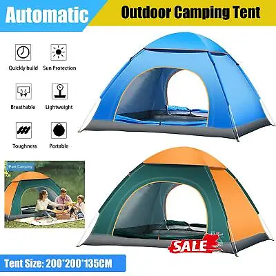 $38.99 • Buy 3-4 Man Person Pop Up Tent Automatic Camping Family Festival Fishing Beach Tent