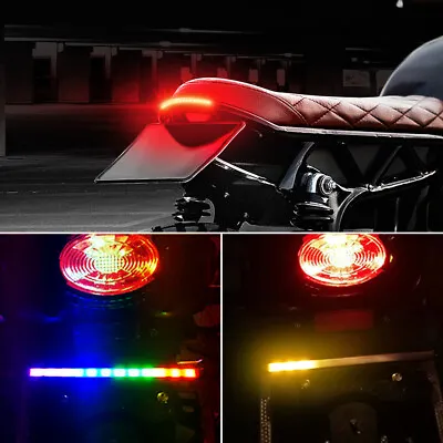 LED Motorcycle Light Strip Rear Tail Brake Turn Signal Lamp Bar Flexiblee Red UK • £10.68